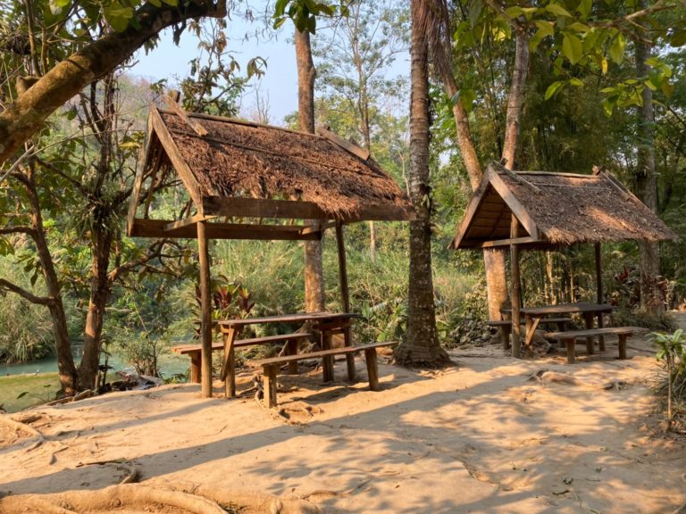 sand pavillon at kuang si waterfall