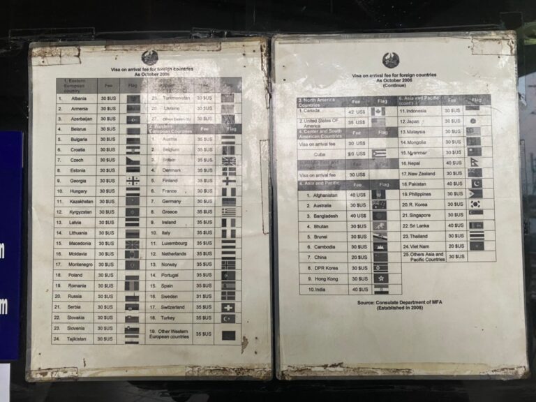 visa on arrival prices